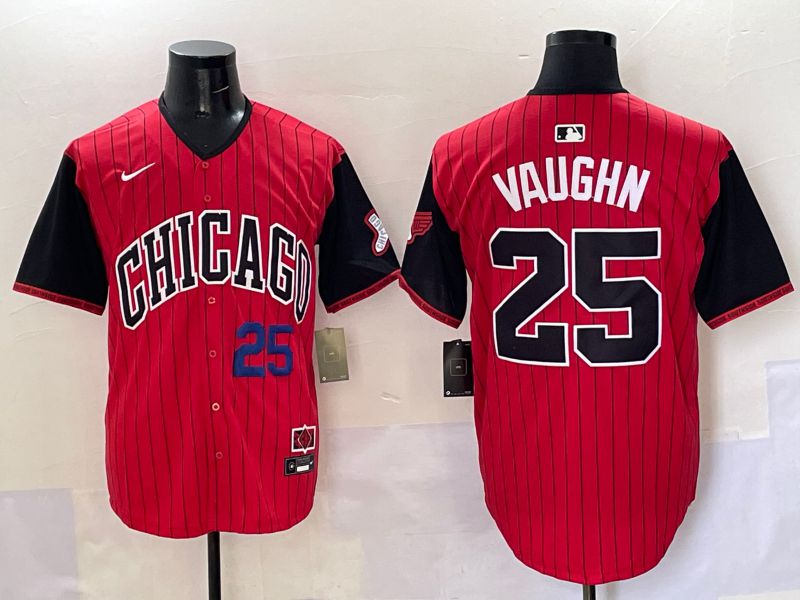 Men Chicago White Sox #25 Vaughn Red Stripe Joint Name Nike 2025 MLB Jersey style 4->chicago white sox->MLB Jersey